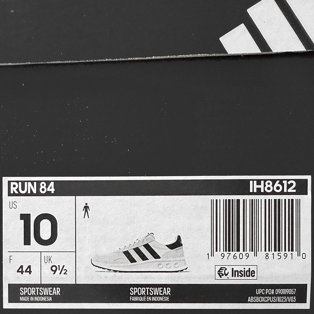 Adidas Run 84  Shoes / Sneakers - NEW Mens 10 Cloud White / Black - #49115-OFCL - Picture 4 of 5